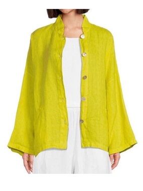 Bryn Walker 100% Linen Danuta Jacket Womens Small Button Up Lagenlook Oversized